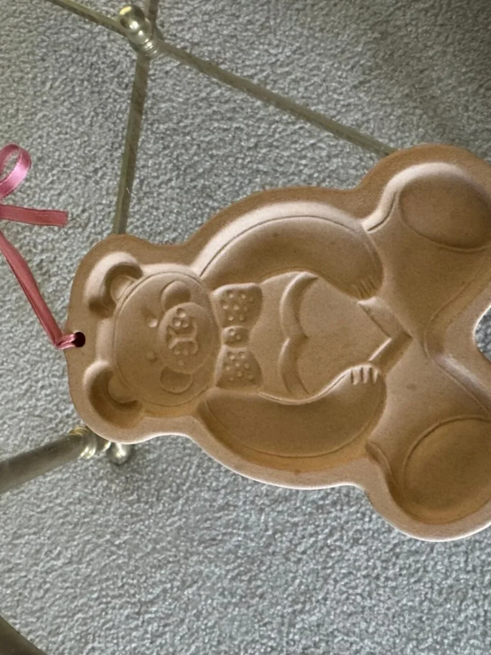 Vintage 1991 Pampered Chef Teddy Bear Cookie Mold Stoneware USA